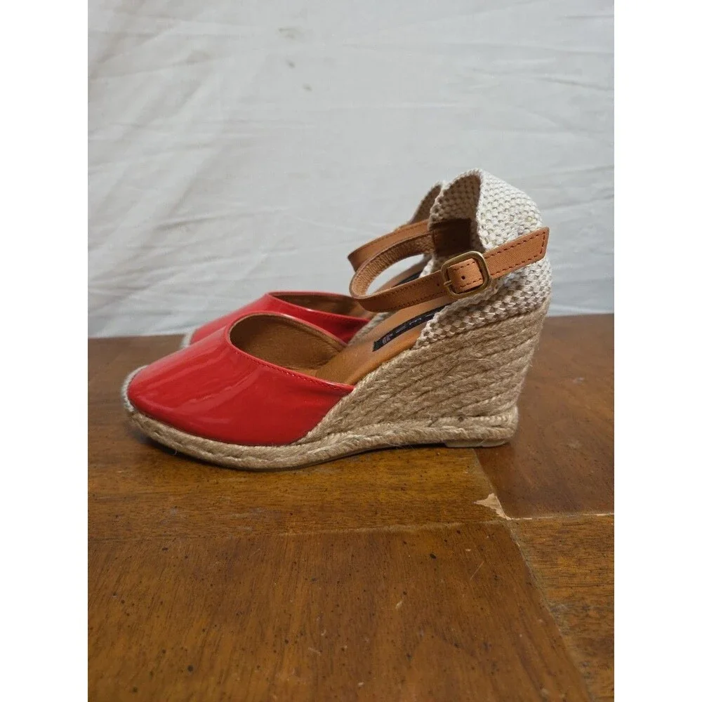 Steven Steve Madden Camilaa Red Patent Leather Espadrilles Sandals Sz 7.5/ 38 F